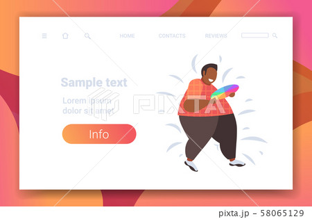 Fat Obese Man Designer Holding Sample Of Color のイラスト素材