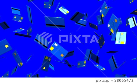 Blue Credit cards on blue background 58065473