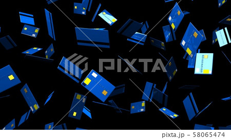 Blue Credit cards on black background 58065474