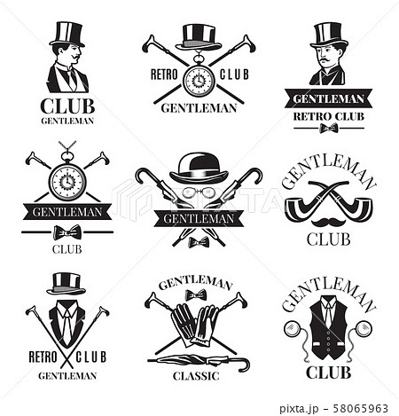 Retro Badges Or Labels Set For Gentleman Club のイラスト素材