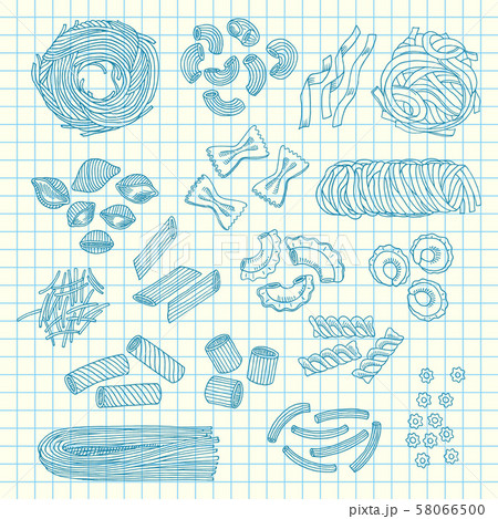 Vector hand drawn pasta types 58066500