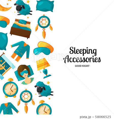 Vector background with cartoon sleep elements and place for text Vector background with cartoon sleep elements and place for text 58066525