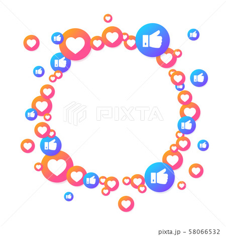 Realistic 3d Detailed Bubbles with Like Signs Round Frame. Vector Realistic 3d Detailed Bubbles with Like Signs Round Frame. Vector 58066532