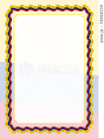 Frame and border of ribbon with Colombia flag, 58068209