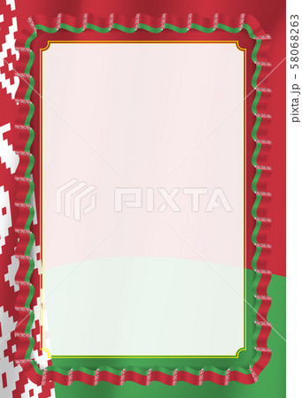 Frame and border of ribbon with Belarus flag, 58068263