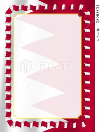 Frame and border of ribbon with Bahrain flag, 58068351