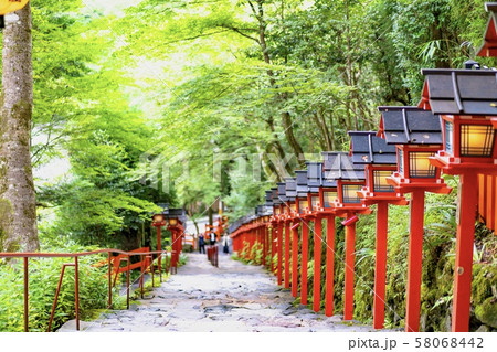 夏の貴船神社/石段/参道/京都寺/パワースポット 58068442