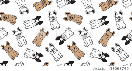 Dog Seamless Pattern Vector French Bulldog のイラスト素材