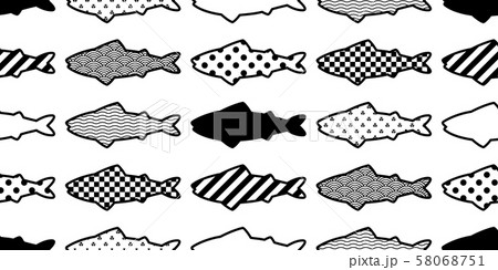 fish Seamless pattern vector salmon tuna shark doodle cartoon stripes checked heart polka dot valentine dolphin whale ocean sea scarf isolated repeat wallpaper tile background illustration design 58068751