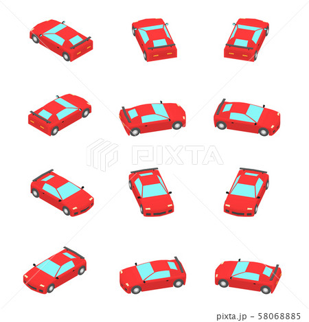 Red car coupe with different viewing angles. 58068885