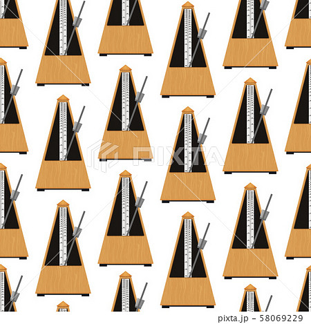 Realistic Detailed 3d Classic Mechanical Metronome Seamless Pattern Background. Vector 58069229