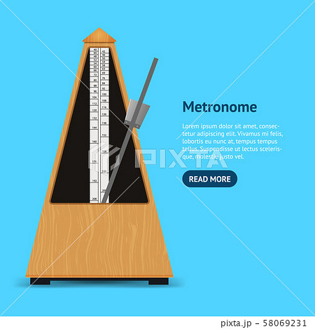 Realistic Detailed 3d Classic Mechanical Metronome Card. Vector Realistic Detailed 3d Classic Mechanical Metronome Card. Vector 58069231