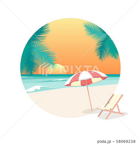 Cartoon Beach Travel Resort Background Card Ad のイラスト素材