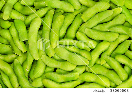 Edamame, green soybeans in the pod, background 58069608