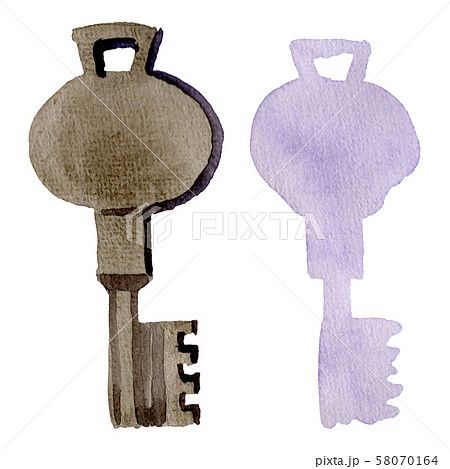 Isolated old key illustration element. Watercolor background illustration set. Isolated keys Isolated old key illustration element. Watercolor background illustration set. Isolated keys 58070164