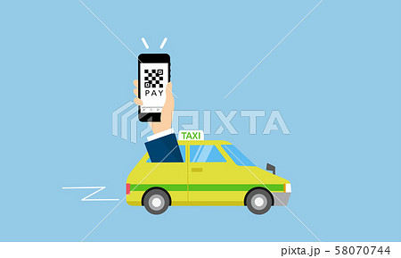 タクシーでのスマホ決済のイメージ 58070744