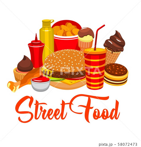 Fast food snacks, street food, burgers 58072473