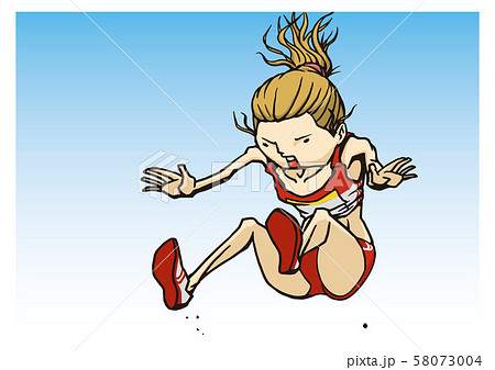 陸上競技 女子 走幅跳 イラストのイラスト素材
