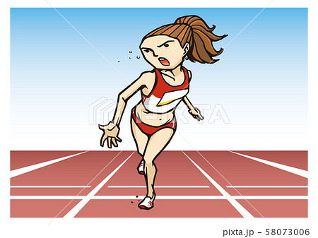 陸上競技 女子 短距離走 イラストのイラスト素材