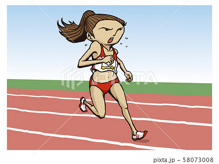 陸上競技 女子 中距離走 イラストのイラスト素材