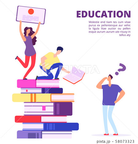 Education Through Books And Self Study Vector のイラスト素材