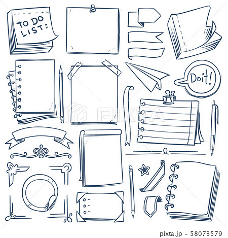 Bullet journal sketch elements. Notebook, girlyのイラスト素材 