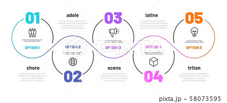 Line Step Infographic 5 Options Workflow のイラスト素材