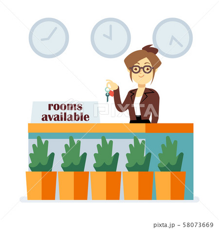 Rooms vector concept. Hostel or hotel reception Rooms vector concept. Hostel or hotel reception 58073669