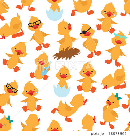 Baby Duck Seamless Pattern Cute Ducklings Kids のイラスト素材