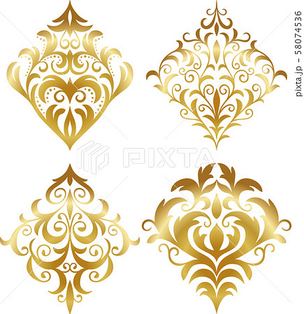 洋風装飾 柄 ゴールドのイラスト素材