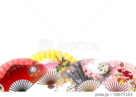 子　年賀状　和紙　背景 58075163