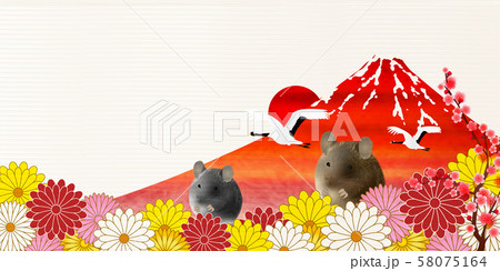 子　年賀状　和紙　背景 58075164