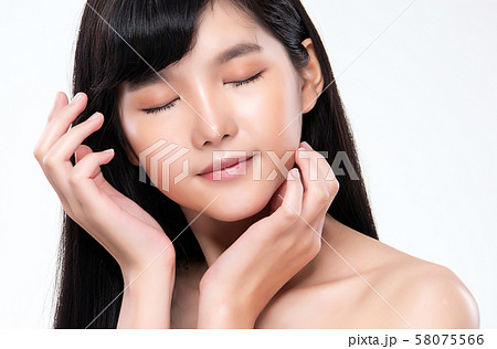 Beautiful Young Asian Woman with Clean Fresh Skin, 58075566