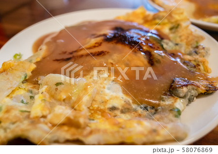 Taiwanese snack of oyster omelet 58076869