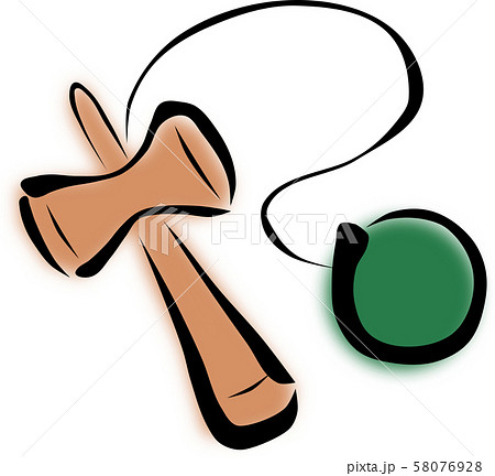 日本の伝統的なおもちゃの一つであるけん玉のイラスト素材