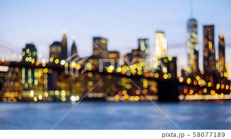 Defocused view of the New York skyline from Defocused view of the New York skyline from 58077189