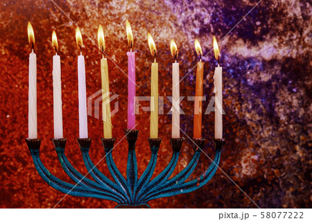 Hanukkah jewish holiday with menorah candelabra 58077222