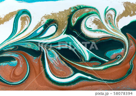Bronze, blue and gold marble pattern. Liquid abstract background. Bronze, blue and gold marble pattern. Liquid abstract background. 58078394