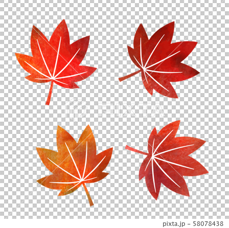 秋 紅葉アイコン テクスチャ 水彩色鉛筆 のイラスト素材