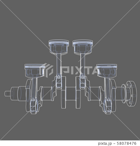 Engine pistons outline. 3D illustration 58078476