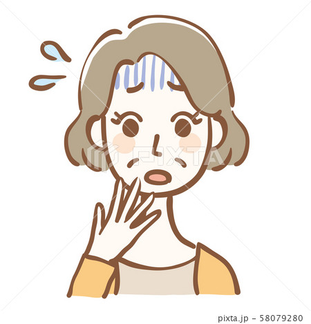 焦っている中年女性のイラスト 焦っている中年女性のイラスト 58079280