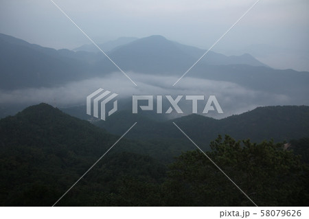 将官山 雲霧 朝 58079626