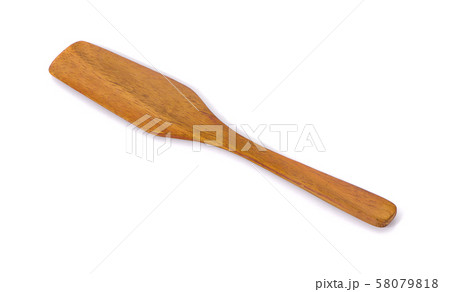 Wooden kitchen spatula isolated on a white background 58079818
