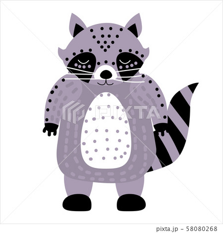 Raccoon cute funny character. Childish vector illustration in scandinavian style. Vector 58080268