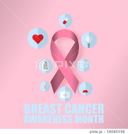 Vector Pink ribbon in Breast Cancer Awareness month symbol on pink background for help and motivation woman to fight with Breast Cancer,World Breast Cancer Concept 58080598