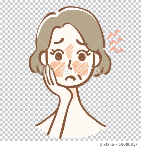 中年婦女患有皮膚紅腫和潮熱 中年婦女患有皮膚紅腫和潮熱 58080817