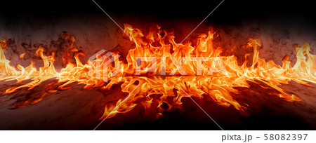 Fire flames on abstract art black background Fire flames on abstract art black background 58082397