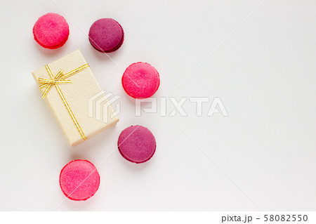 French Pink Macaroons on White Background. 58082550