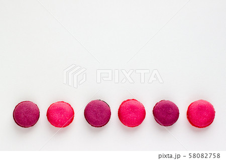 French Pink Macaroons on White Background.  58082758