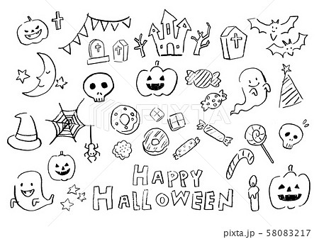 ハロウィン　背景素材　手描き　イラスト 58083217